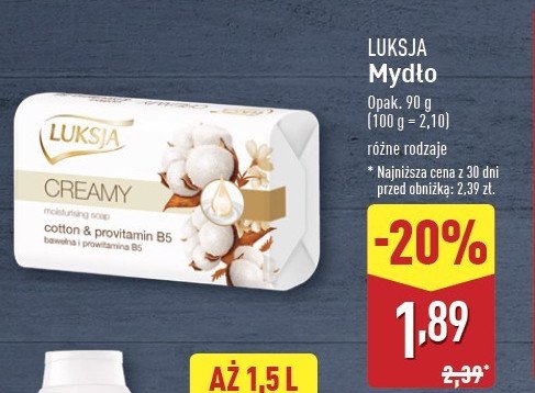 Mydło cotton milk & provitamin b5 Luksja creamy promocja w Aldi