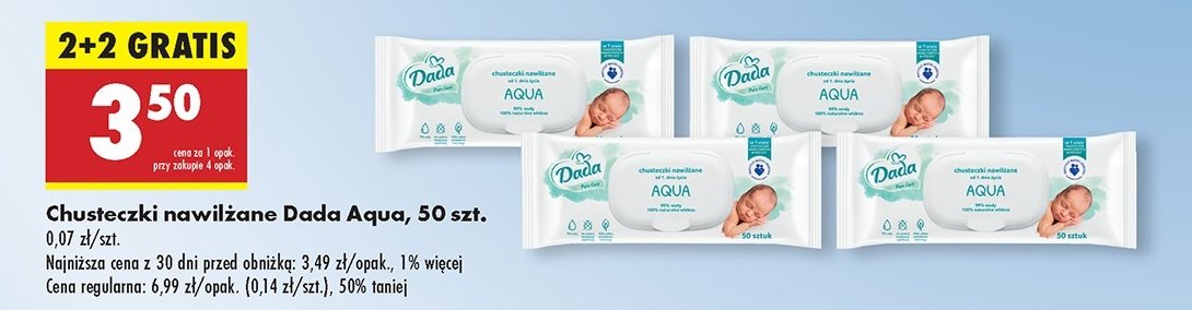Chusteczki nawilżane aqua Dada promocja w Biedronka