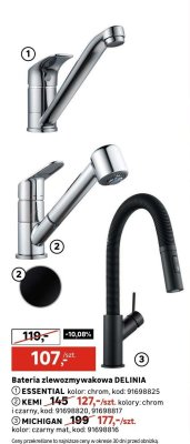 Bateria zlewozmywakowa DELINIA KEMI chrom/czarny promocja w Leroy Merlin