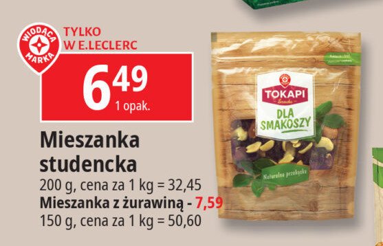 Mieszanka z żurawiną Wiodąca marka tokapi promocja w Leclerc