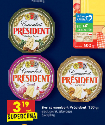 Ser camembert z czosnkiem President promocja