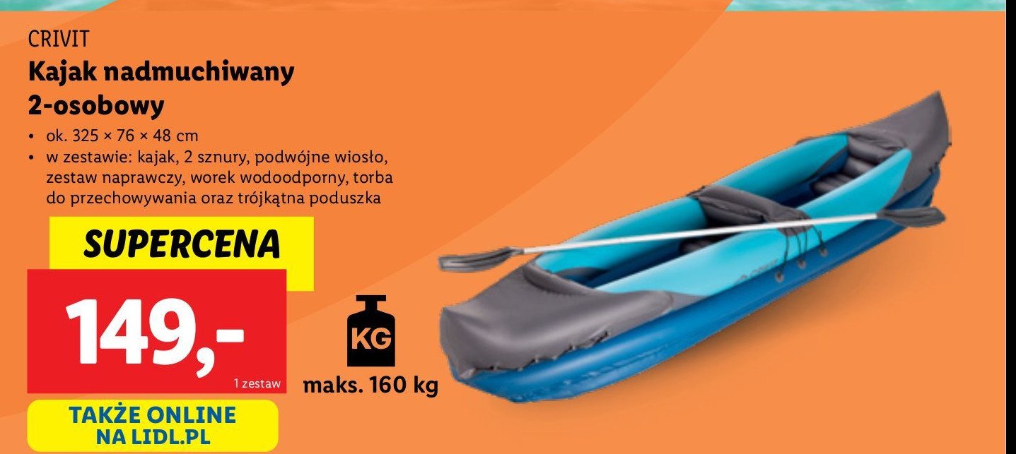 Kajak nadmuchiwany 2-osobowy Crivit promocja w Lidl