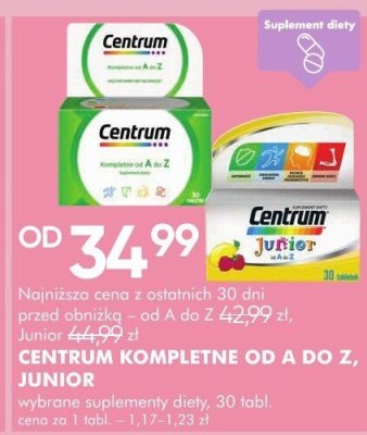 Suplement diety CENTRUM KOMPLETNE OD A DO Z, JUNIOR promocja w Super-Pharm