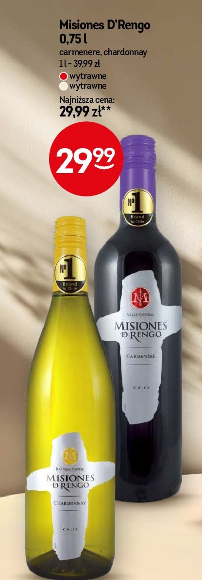 Wino MISSIONES D'RENGO RESERVA CHARDONNAY promocja