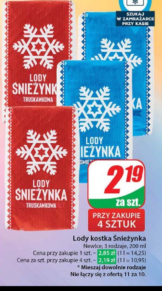 Lody śnieżynka czekoladowe Śnieżynka promocja w Dino