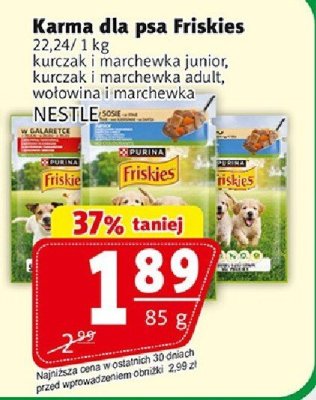 Karma dla psa Friskies kurczak i marchewka junior, kurczak i marchewka adult, wołowina i marchewka NESTLE promocja w Prim Market