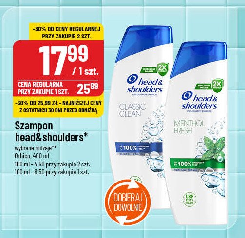 Szampon do włosów mentol fresh Head&shoulders promocja