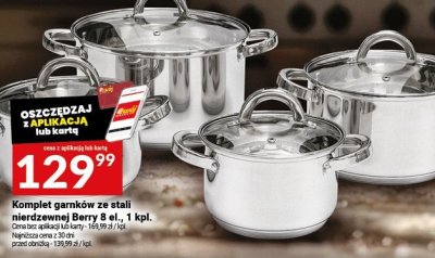 Komplet garnków ze stali nierdzewnej Berry 8 el., 1 kpl. promocja w Twój Market