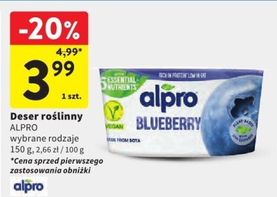Deser roślinny Alpro blueberry promocja w Intermarche