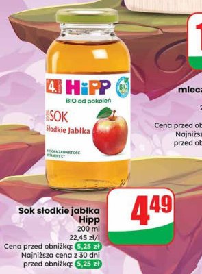 Sok słodkie jabłka Hipp promocja w Dino