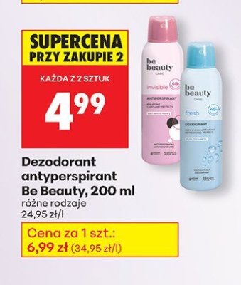 Dezodorant antyperspirant Be Beauty 200 ml różne rodzaje promocja w Biedronka