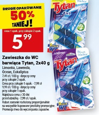 Zawieszka do WC barwiąca Tytan, 2x40 g promocja w Twój Market