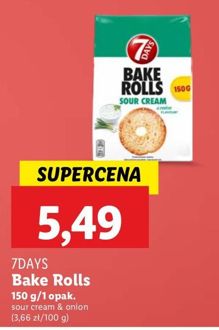 Bake rolls śmietana i cebula 7 days bake rolls promocja