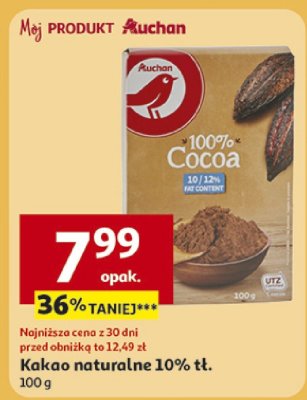 Kakao naturalne 10% tł. Auchan 100 g promocja w Auchan