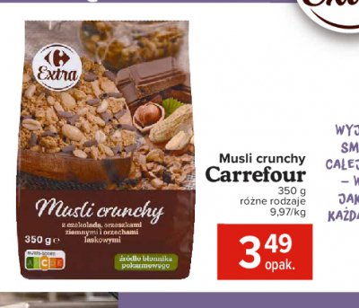 Musli crunchy z czekoladą orzeszkami ziemnymi i orzechami laskowymi Carrefour extra promocja