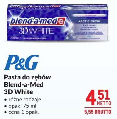 Pasta do zębów Blend-a-Med 3D White różne rodzaje promocja w Makro