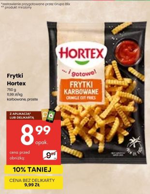 Frytki Hortex karbowane, proste promocja w Delikatesy Centrum
