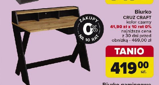 Biurko cruz dąb craft czarny 100 cm Vanmar promocja