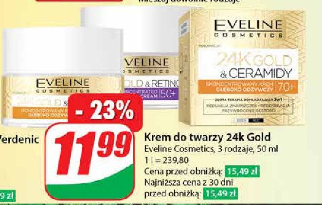 Krem do twarzy 70+ Eveline 24k gold & ceramidy promocja