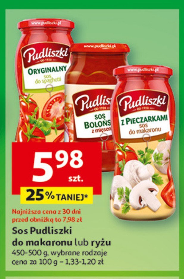 Sos boloński z mięsem Pudliszki promocja w Auchan