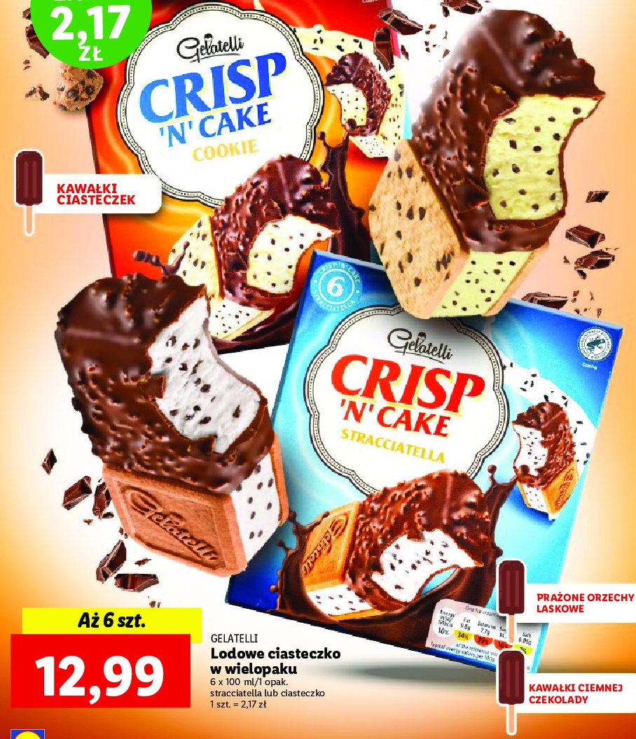 Lody crisp'n' cake stracciatella Gelatelli promocja