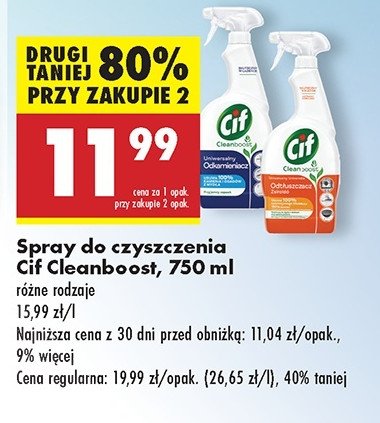 Spray do czyszczenia łazienki Cif cleanboost promocja