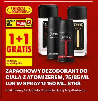 Zapachowy dezodorant do ciała z atomizerem lub w spray'u STR8 1+1 gratis promocja w Biedronka