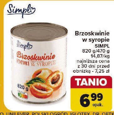 Brzoskwinie połowki w syropie Simple promocja