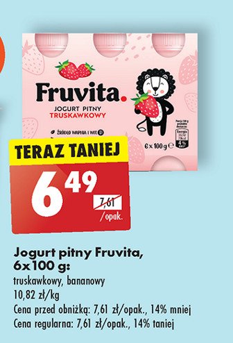 Jogurt pitny truskawkowy Fruvita promocja