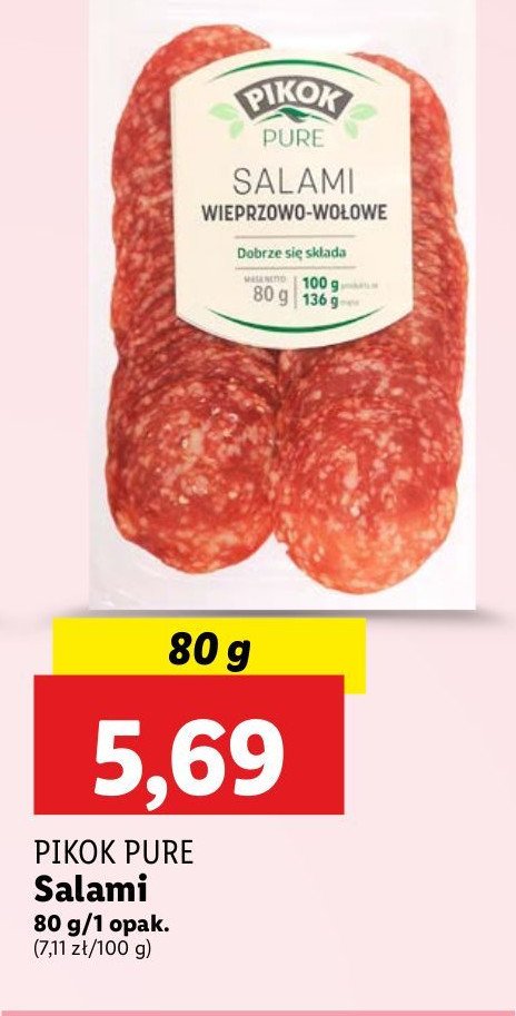 Salami wieprzowo-wołowe Pikok pure promocja