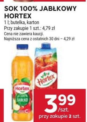 Sok 100% Jabłkowy Hortex promocja w Stokrotka