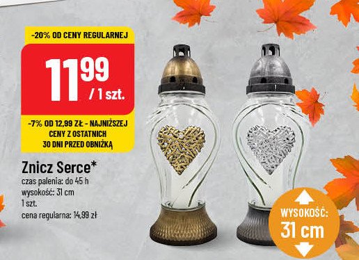 Znicz serce 31 cm promocja