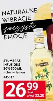 Napój alkoholowy STUMBRAS INFUSIONS cherry, lemon 30% 500ml promocja w Selgros