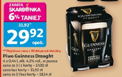 Piwo Guinness draught promocja w Auchan