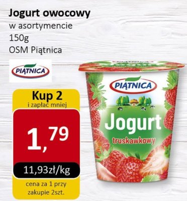 Jogurt owocowy w asortymencie OSM Piątnica promocja w Market Point