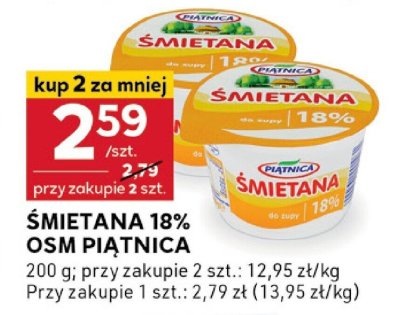 Śmietana 18% Piątnica promocja w Stokrotka