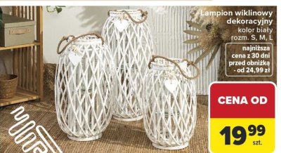 Lampion wiklinowy dekoracyjny kolor biały Carrefour promocja w Carrefour