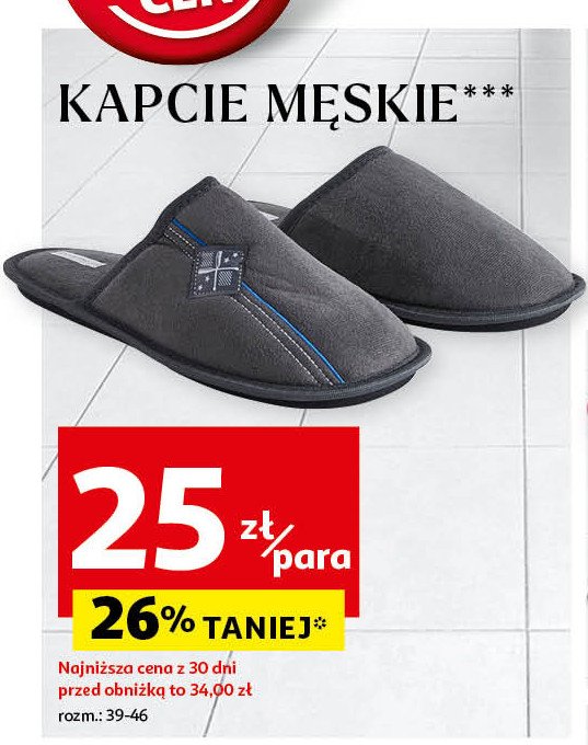 Kapcie męskie 39-46 Auchan inextenso promocja