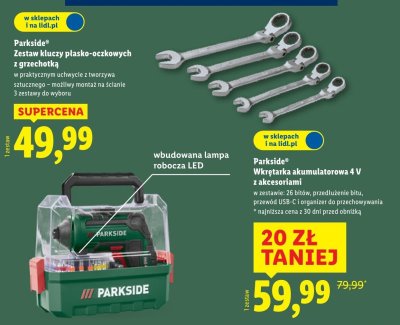 Wkrętarka Parkside Wkrętarka akumulatorowa 4 V z akcesoriami promocja w Lidl