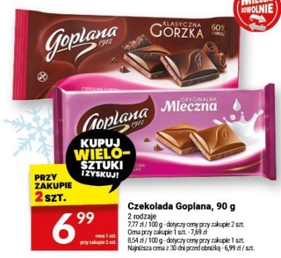 Czekolada Goplana Mleczna, 90 g promocja w Twój Market