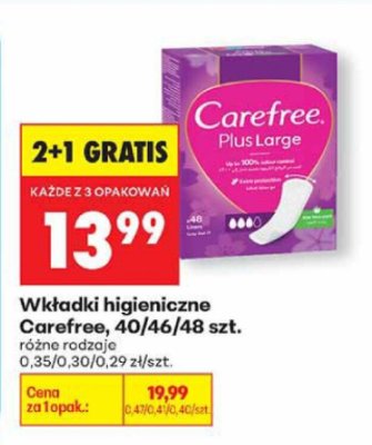 Wkładki higieniczne 40/46/48 szt., różne rodzaje promocja w Biedronka