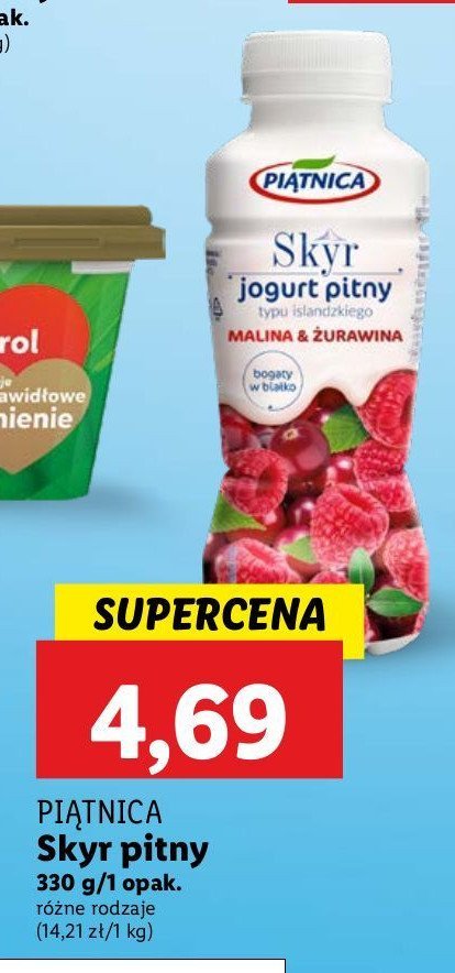 Jogurt pitny malina & żurawina Piątnica skyr promocja