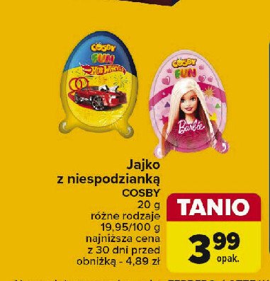 Jajko niespodzianka hot wheels Cosby fun promocja