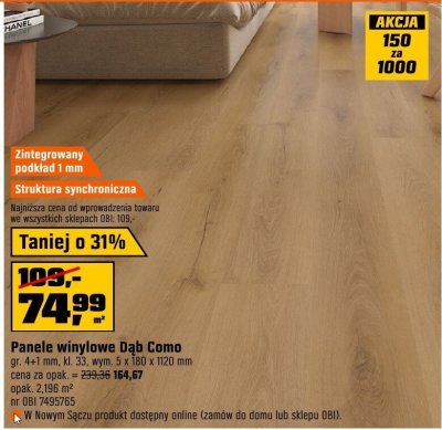 Panele winylowe Dąb Como promocja w OBI