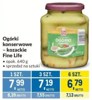 Ogórki konserwowe - kozackie Fine Life promocja w Makro