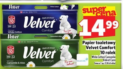 Papier toaletowy Velvet Comfort 10 rolek White Cotton/Camomile promocja w TOPAZ