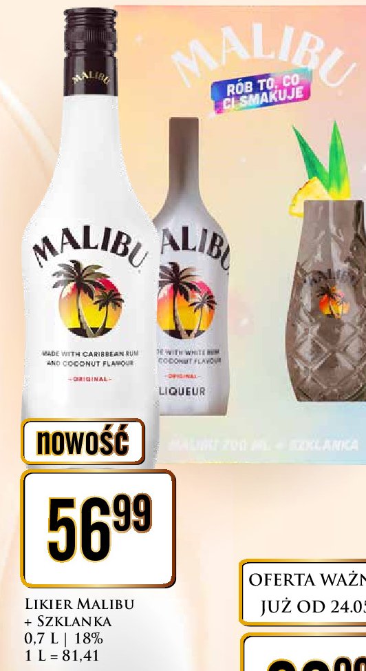 Rum + szklanka Malibu caribbean promocja