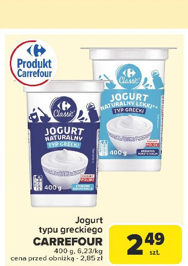 Jogurt naturalny lekki typ grecki Carrefour classic promocja