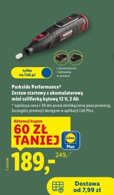 Zestaw startowy z akumulatorową mini szlifierką kątową 12 V, 2 Ah promocja w Lidl