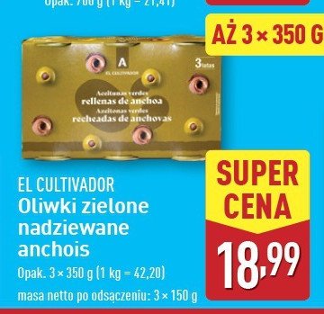 Oliwki zielone nadziewane anchois El cultivador promocja